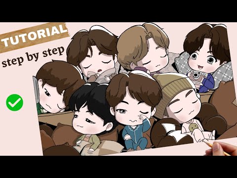 Cute BTS Group Drawing - Tutorial | YouCanDraw
