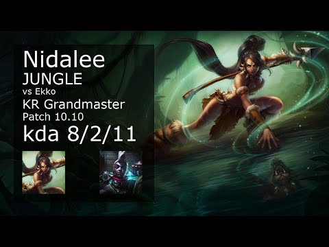 Nidalee vs Ekko Jungle - KR Grandmaster 8/2/11 Patch 10.10 Gameplay