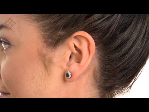 B3689 - Elegant Emerald 6 x 4mm And Diamond 9K Yellow Gold Earrings