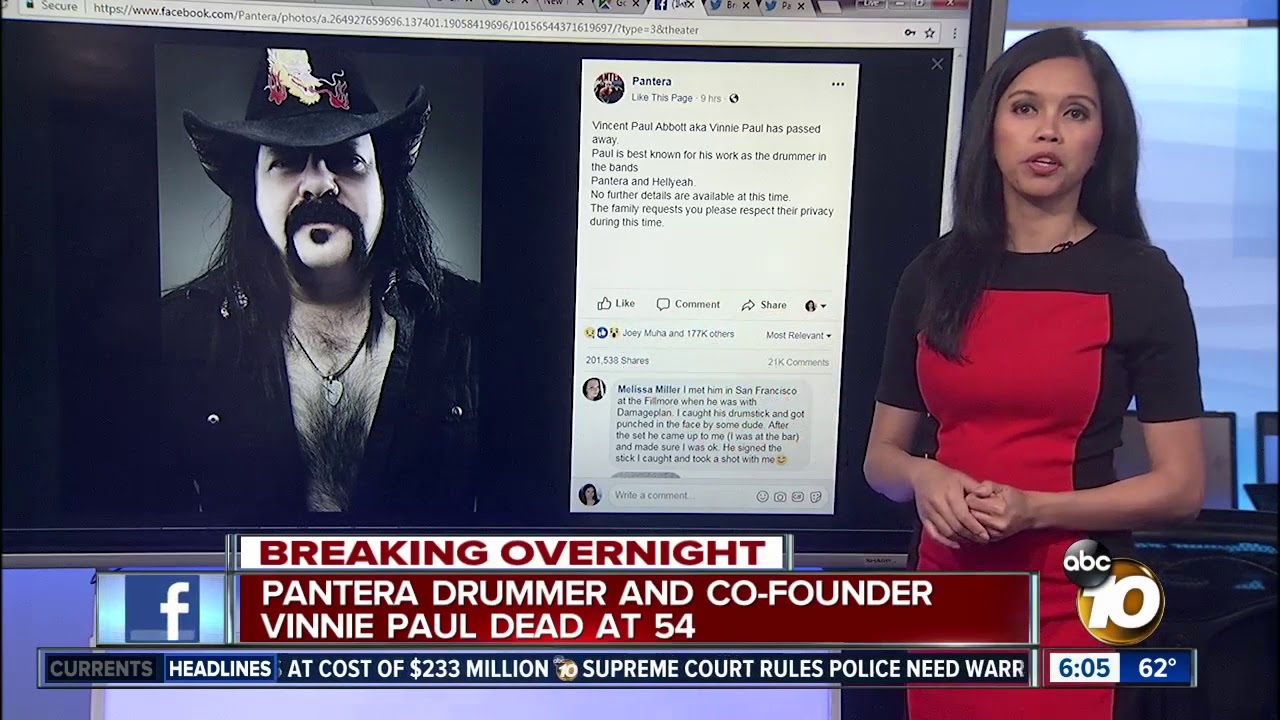 Pantera drummer and co-founder Vinnie Paul dead at 54