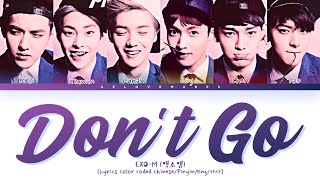 EXO-M (엑소엠) - 'Don't Go (蝴蝶少女)' - Lyrics [Lyrics Color Coded Chinese/Pinyin/Eng/가사