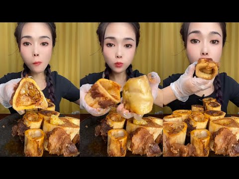【asmr mukbang food eating challenge】Big chunks of beef bone marrow like tofu, have you ever eaten it