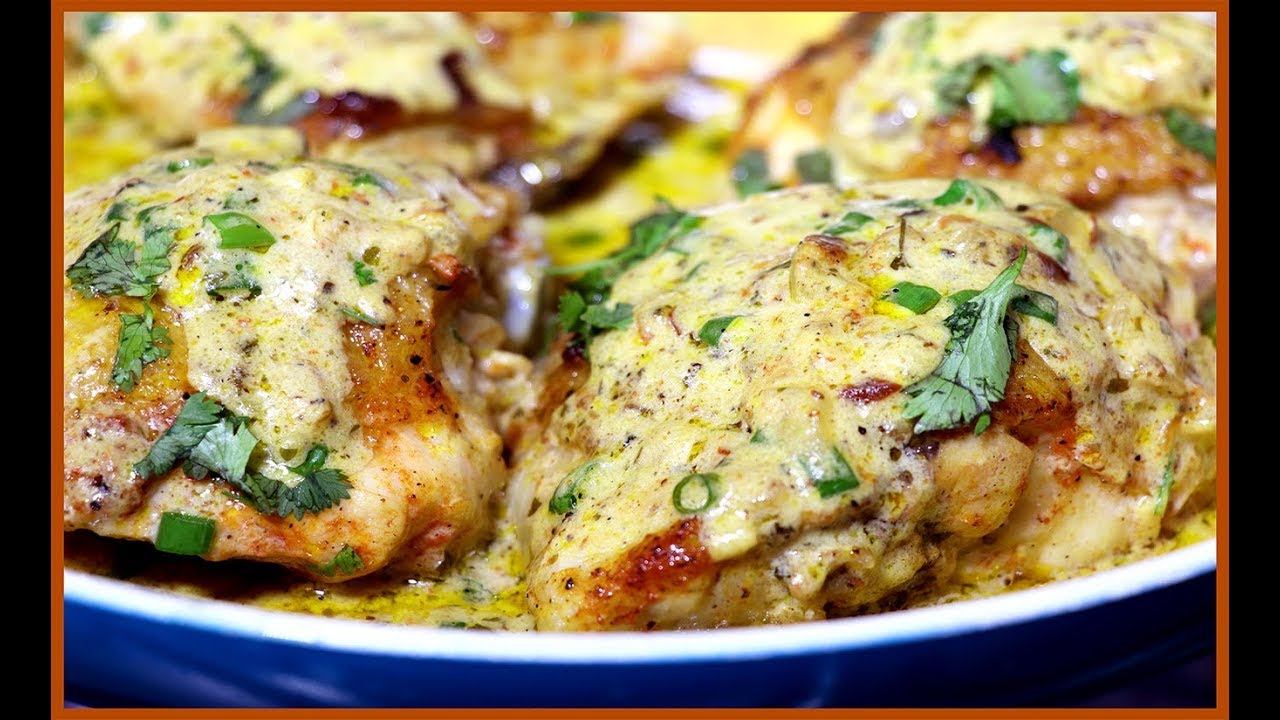 Watch Now Receita de sobrecoxa de frango frito ao molho cremoso por cima Receita de sobrecoxa de frango frito ao molho cremoso por cima