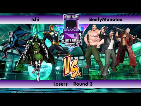 Flynn's Arcade 080 Losers Round 3 - Ichi (Nova) Vs BeefyManatee (Dante) UMVC3 Tournament Marvel