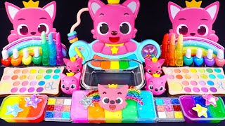 Pinkfong Rainbow Slime Mixing Random Cute, shiny things into slime #ASMR #Satisfying #slimevideos