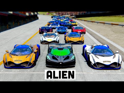 Bugatti Bolide Alien Engine vs 30 New Devel Sixteen Model 2023 at Special Stage Route X