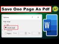 How To Export Or Save One Page As PDF From Word Documents