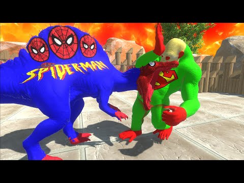 Spiderman Spinosaurus vs Superman Goro Death Run - Animal Revolt Battle Simulator
