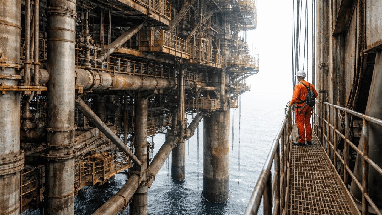 The Scary Job Of Maintenance Work on Multi Billion $ Offshore Oil Rig