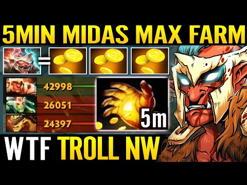 5min HAND Of MIDAS? WTF NetWorth To The Moon Top Rank Troll Warlord Fast Farm 7.29 Dota 2 Pro Guide