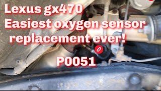 Lexus GX470 - easiest oxygen sensor replacement ever! fix P0051 check engine and VSC/TRAC on