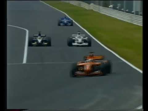 2001 F1 Japanese GP - Fernando Alonso (Minardi) pass Olivier Panis (BAR) for 15th place