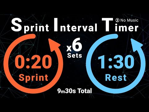 6-Sets Sprint Interval Timer: 20s Sprint / 90s Rest (10m10s Total, No Music)