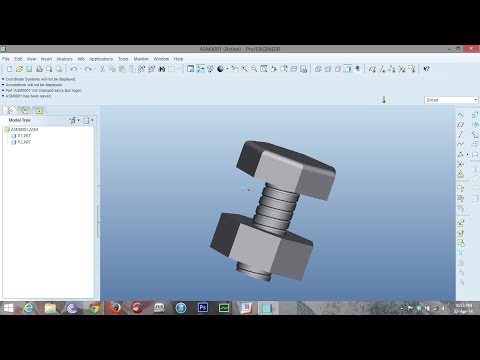 Pro-E wildfire 5.0 tutorial 4"bolt and nut" by Helical sweep.