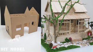 Làm nhà từ bìa catong que kem | The easiest way to build a house out of cardboard and cream
