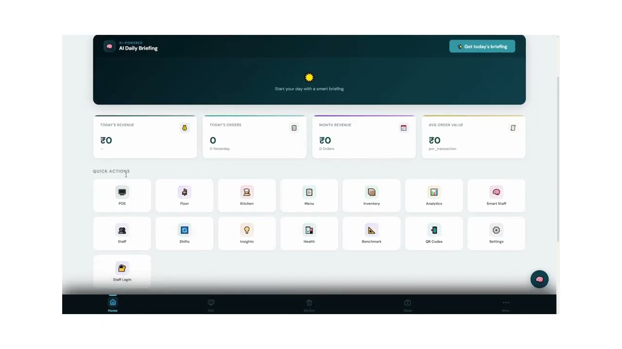 Step 2 – Set up menu, floor and take first order