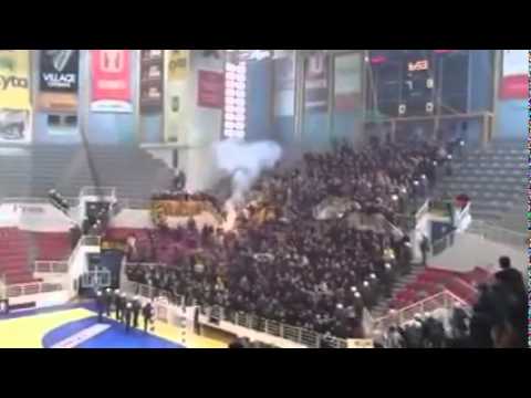 Football Hooligans AEK and PAOK at Fusball 29 March 2015