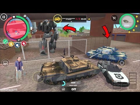 Rope Hero Vice Town (Army Tank Fight Police Car Robot) Brown Tank Fight Army Base Camp - Gameplay HD