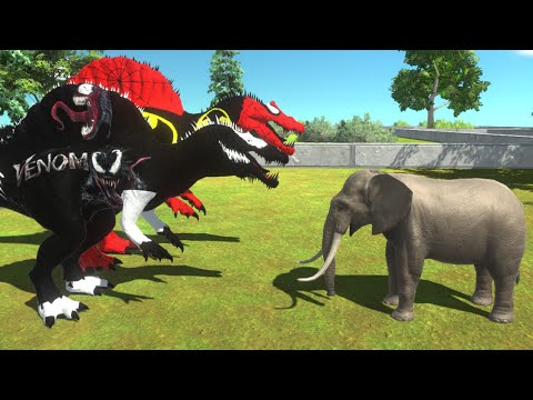 TEAM VENOM BAT SPIDER-MAN SPINOSAURUS DEATH CLIMB - Animal Revolt Battle Simulator