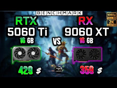 RTX 5060 Ti 16GB vs RX 9060 XT 16GB / Test / 1080p - 1440p / in 8 Games / Ryzen 7 9800X3D