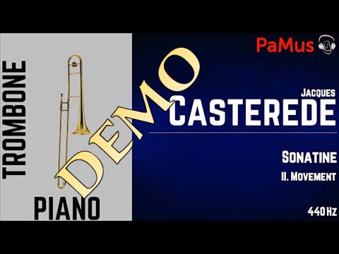 Jacques Casterede: Sonatine for trombone 2nd movement piano accompaniment 440Hz