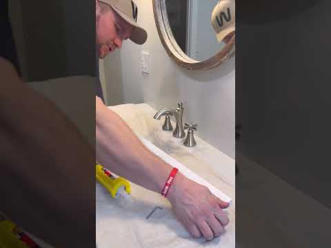 Best way to install vanity backsplash. #diy #youtubeshorts #diyshorts