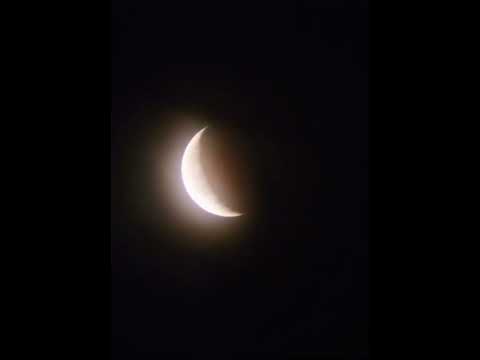 Morning Crescent Snow Moon. 02-23-25. 06:26. Hazy Sky. 49 Min. Before Sunrise. Moon Age 24.95 Days.