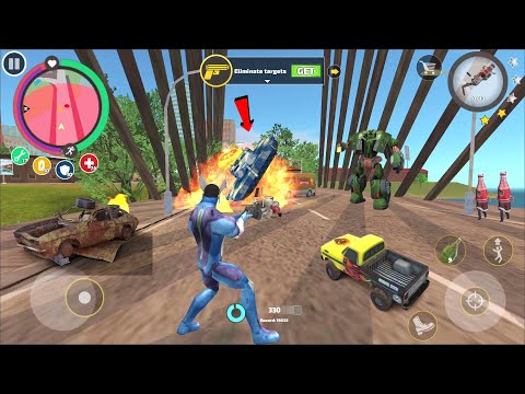 Rope Hero Vice Town (rope hero big bang on sea bridge) rope hero destroy army tank and monster truck