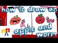 How To Draw A Cartoon Apple And Worm