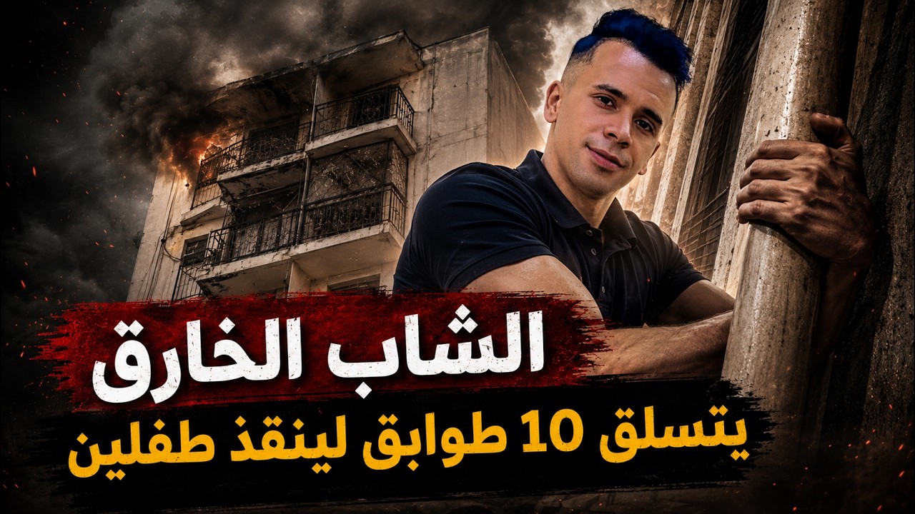 شاب يتسلق عمارة من 10 طوابق وينقذ طفلين من حريق