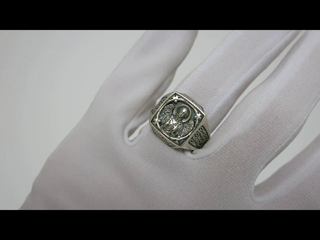 Серебряное кольцо "Ангел Хранитель" кмх3 Видеообзор