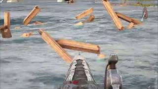 Brig slams into galley so hard it flips.  Everyone dies.  Atlas PVP.