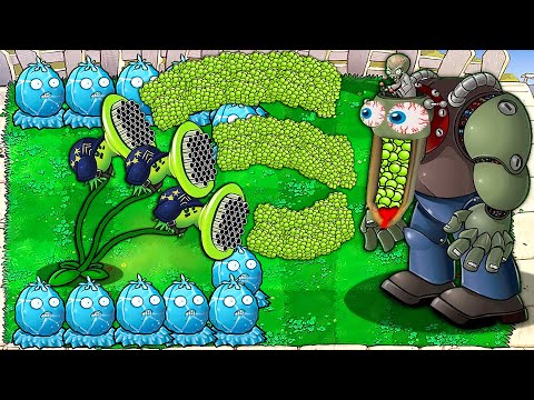 100 Threepeater horror version VS Dr. Zomboss | Plants vs Zombies Crumbs mode