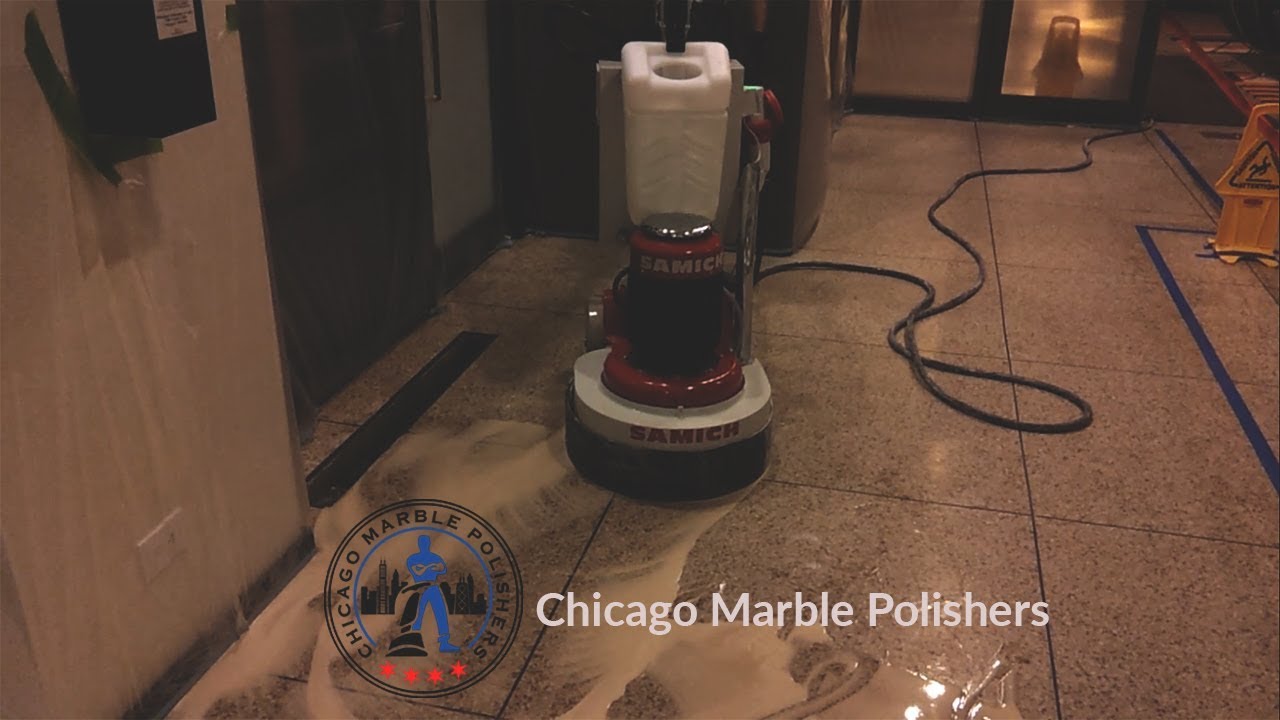 Grinding terrazzo floor with planetary system