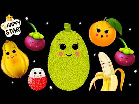 Jackfruit with Cutie Fruits Dancing - Cartoon Dance Animation - Happy Star Dancing