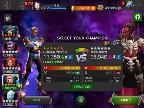 Flame on! Human Torch melts uncollected Mephisto boss - Marvel Contest of Champions