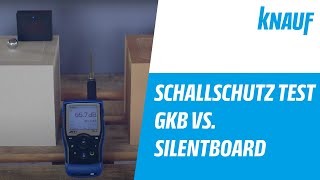 A Knauf Silentboard építőlemez hangszigetelő képessége a gipszkarton lemezzel összehasonlítva