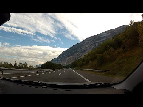 Autoroute A40 next to Salève mountain, (Archamps to Annemasse), Haute-Savoie, France – onboard cam