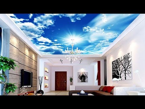 3d wall mural blue sky false ceiling for living room