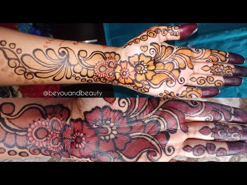 color mehndi design black and red shaded floral by be you and beauty