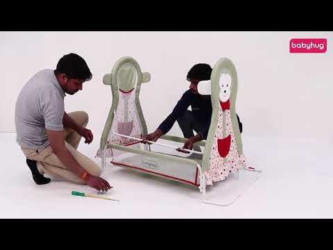 Babyhug Monkey Print Cradle With Mosquito Net and Swing Lock Function
