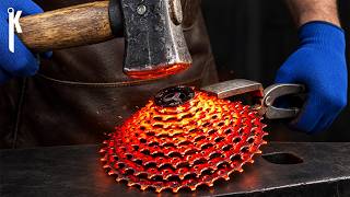I Tried Forging Damascus from a Bicycle Cassette… I Didn’t Expect This Pattern