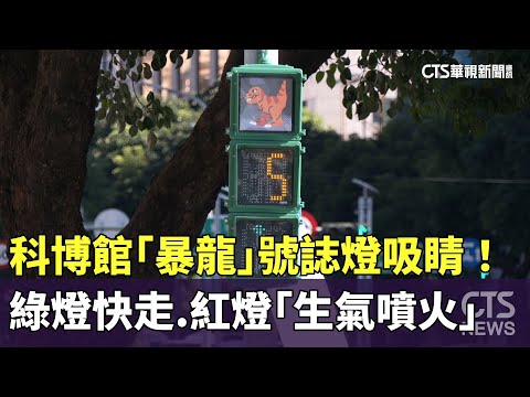 科博館「暴龍」號誌燈吸睛！　綠燈快走.紅燈「生氣噴火」