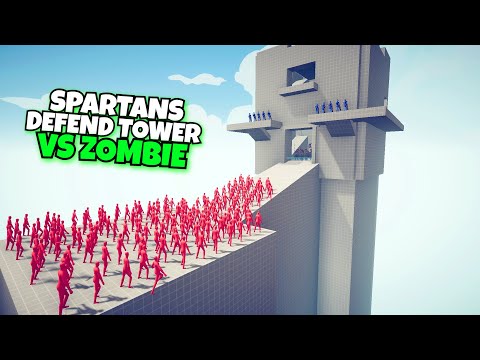 SPARTANS DEFEND TOWER VS ZOMBIES - Totally Accurate Battle Simulator TABS