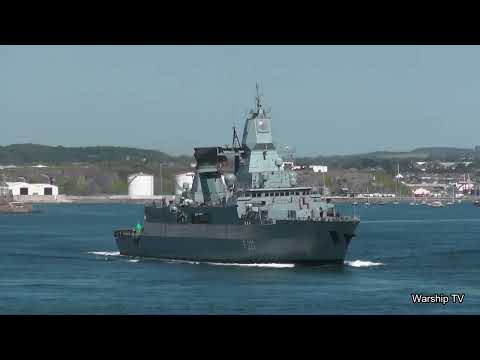 GERMAN NAVY TYPE 124 SACHSEN CLASS FRIGATE FGS HESSEN F221 ENTERS DEVONPORT NAVAL BASE 14-6-22