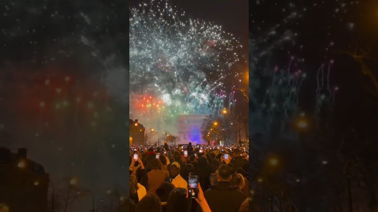 QUEIMA DE FOGOS NO ARCO DO TRIUNFO, CHAMPS ÉLYSÉES! FELIZ 2023 #champselysees #arcodotriunfo #paris