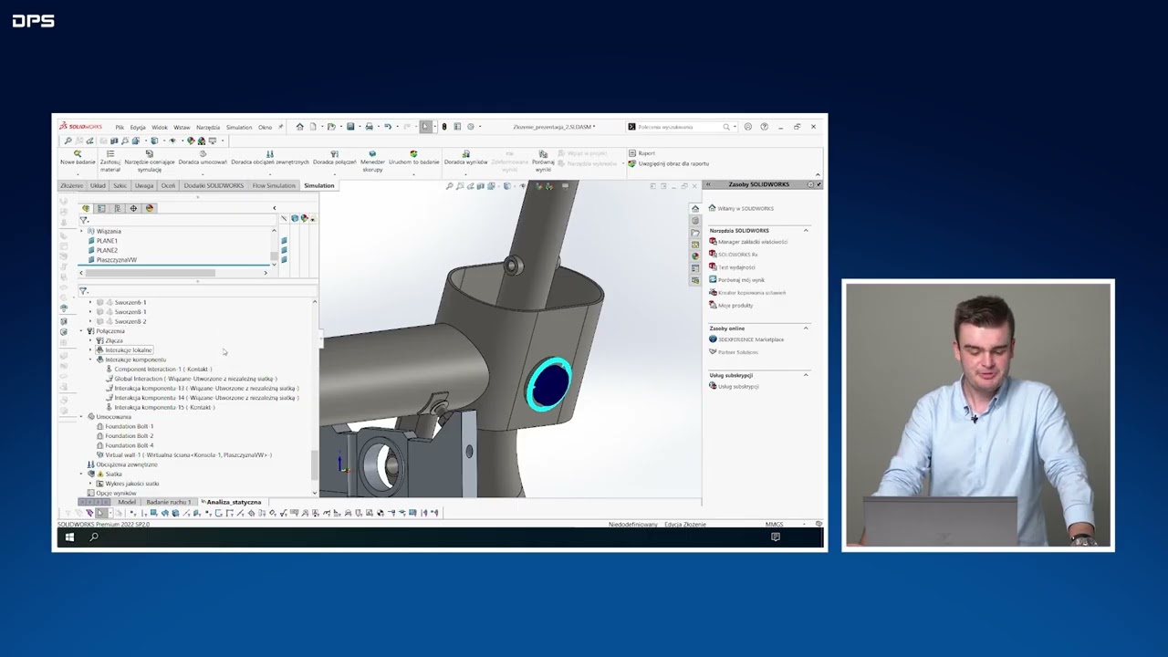 SOLIDWORKS Simulation – funkcjonalność programu w ramach przeprowadzania analizy statycznej