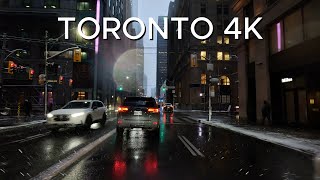 Driving Downtown Through the Snow - Toronto 4K