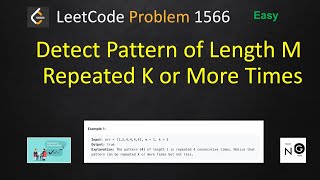YouTube video 'detect pattern of length m repeated k or more times | leetcode 1566'