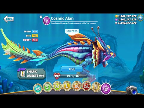 Hungry Shark World - New Shark - COSMIC ALAN SHARK - ALL Sharks Unlocked